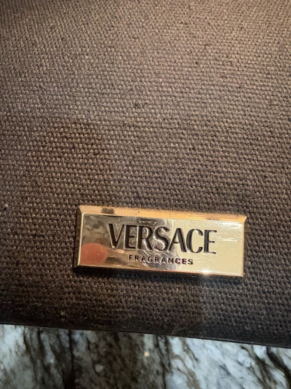 Versace Black Greek Key Tote Handbag Gold Logo Magnetic Closure W/Charm - Picture 2 of 12
